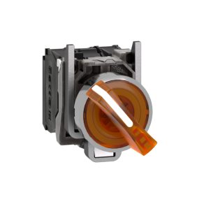   Schneider Electric Harmony XB4 - XB4BK125M5 - întrerupător complet metalic cu LED, Ø22, 2 poziții, 230 VAC, 1NO+1NC, portocaliu