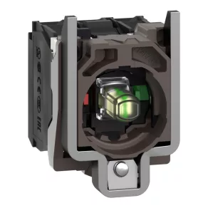   Schneider Electric Harmony XB4 - ZB4BW0B15 - indicator luminos metalic și bloc de contact cu bază de montare, LED, 1NO+1NC, 24VAC/DC, alb