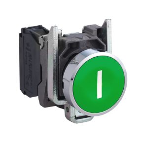   Schneider Electric Harmony XB4 - XB4BA3311 - buton complet metalic, Ø22, retur, 1NO, alb, „I”