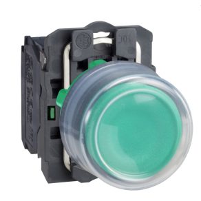   Schneider Electric Harmony XB5 - XB5AP31 - buton complet din plastic, Ø22, capac din cauciuc, proeminent, retur, 1NO, verde