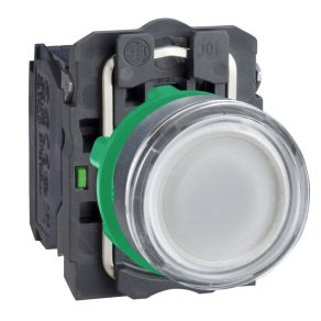   Schneider Electric Harmony XB5 - XB5AW3165 - buton complet din plastic BA9s cu bec, Ø22, retur, 1NO+1NC, 250V, alb