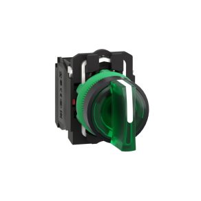   Schneider Electric Harmony XB5 - XB5AK133B5 - comutator selector complet din plastic, iluminat cu LED, Ø22, 3 poziții, 24 V, 1NO+1NC, verde