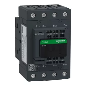   Schneider Electric TeSys D - LC1DT80A3P7 - Contactor magnetic Everlink cu 4 poli, AC1, 415 V, 80 A, cu bornă de comandă cu arc, 230 V c.a., 50/60 Hz