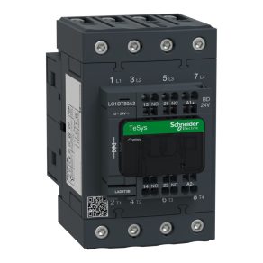   Schneider Electric TeSys D - LC1DT80A3BD - Comutator magnetic Everlink cu 4 poli AC1 415V 80A cu bloc terminal de control cu arc 24V DC