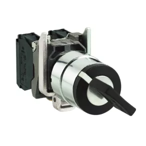   Schneider Electric Harmony XB4 - XB4BG2110 - comutator selector negru 458 A - Ø22, cu 2 poziții, 1NO, 600 V