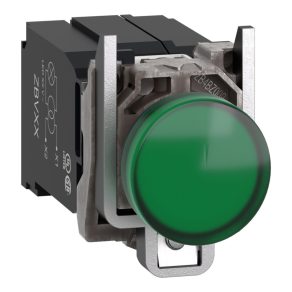   Schneider Electric Harmony XB4 - XB4BV5B3 - indicator luminos LED complet metalic, Ø22, 400 V c.a., verde