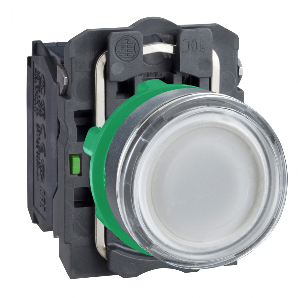 Schneider Harmony buton LED complet din plastic, D22, cu revenire, 1NO, 24VAC/DC, alb XB5AW31B1