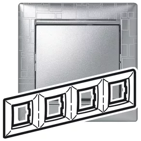 Cadru Legrand Valena, 4, model pătrat din aluminiu - 770344