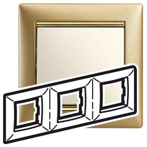 Cadru Legrand Valena, 3-gang, orizontal, auriu mat - 770303