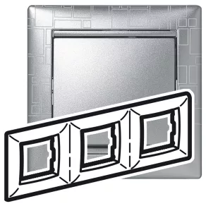   Cadru Legrand Valena, 3-gang, orizontal, model pătrat din aluminiu - 770343