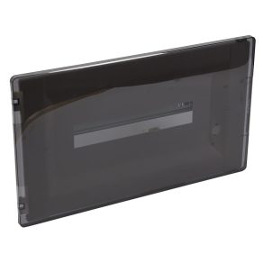   Cutie de distribuție încastrată Legrand Practibox3, ușă transparentă de culoare fumurie, terminal de protecție la pământ și neutru, 1 rând 18 module, 234x422 - 401756