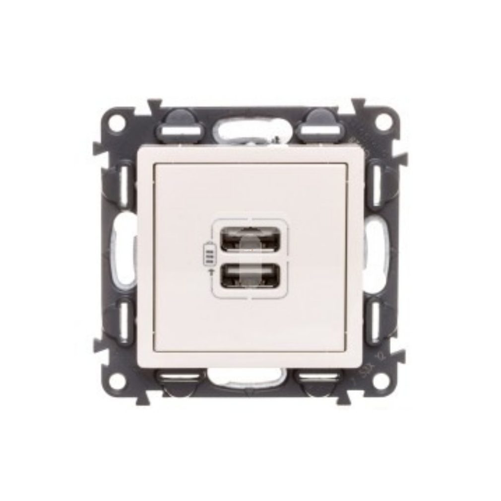 Legrand Valena Life priză dublă USB cu sursă de alimentare integrată 5V - 1500 mA, culoare fildeș (753212)