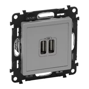   Priză dublă de încărcare USB-A+A Legrand Valena Life, 5V-3 A-15 W, aluminiu - 753312
