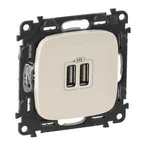   Priză dublă USB Legrand Valena Allure, cu capac, culoare ivoriu - 754996