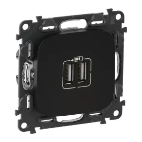   Priză dublă USB Legrand Valena Allure, cu capac, negru - 754998
