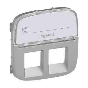   Legrand Valena Allure capac priză 2xRJ11/RJ45 cu suport pentru etichetă, aluminiu - 755487