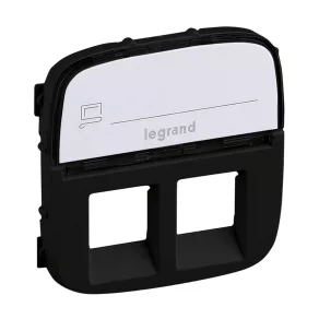   Legrand Valena Allure capac priză 2xRJ11/RJ45 cu suport pentru etichetă, negru - 755488