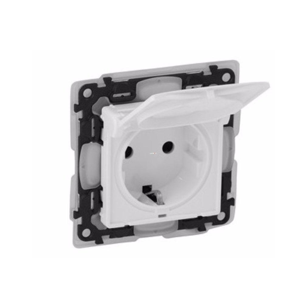 Legrand Valena Life 2P+F (GYV) priză de siguranță IP44 cu capac basculant alb (753119)