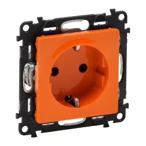   Priză Legrand Valena Life 2P+F cu obturator de siguranță, disc inserabil portocaliu - 753229