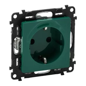   Priză Legrand Valena Life 2P+F cu obturator de siguranță, disc verde - 753329