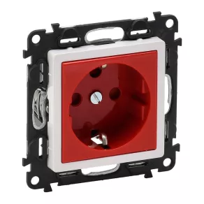   Priză Legrand Valena Life 2P+F cu obturator de siguranță, blocată, disc roșu - 753131