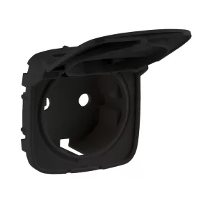   Capac pentru priză Legrand Valena Allure 2P+F, cu capac pentru robinet, negru - 754848