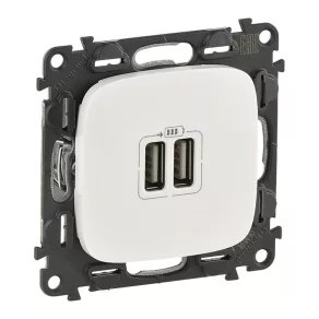   Priză dublă USB Legrand Valena Allure, cu capac, albă - 754995