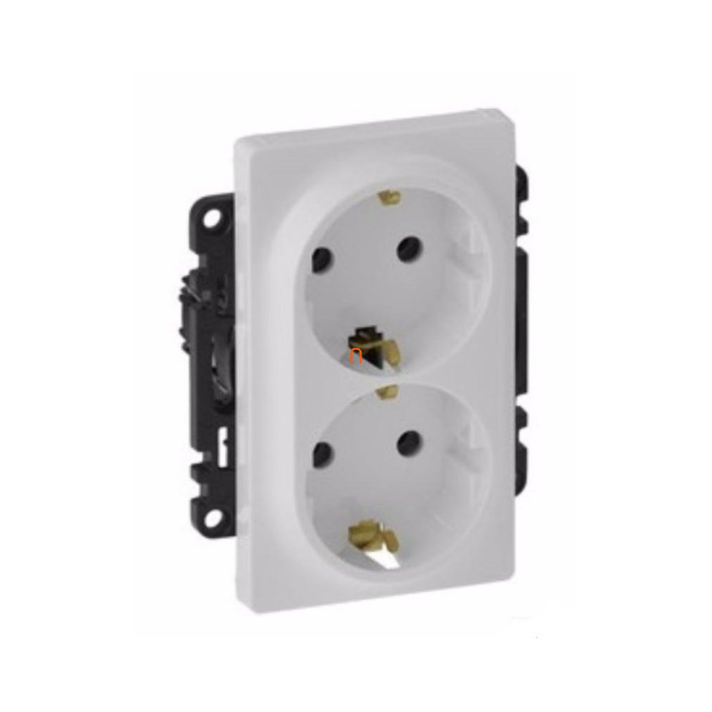 Legrand Valena Life 753122 2x2P+F priză cu șină (GYV) cu grilaj de siguranță, cu arc, alb