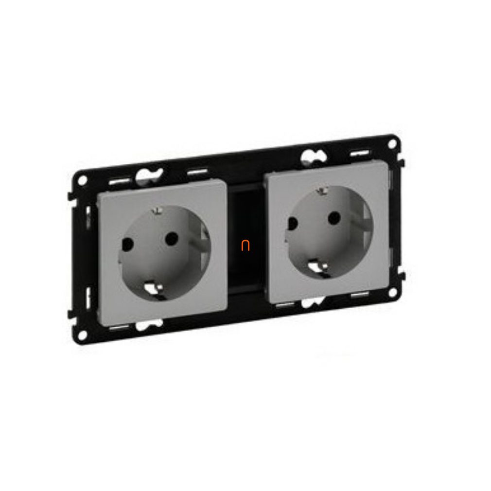 Legrand Valena Life 753322 2x2P+F cu șine (GYV) priză de siguranță cu obturator, aluminiu cu arc