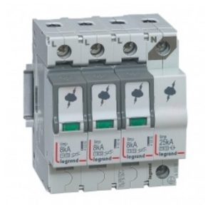   Descărcător de supratensiune Legrand T1+T2 8KA 3P+N NR - 412257