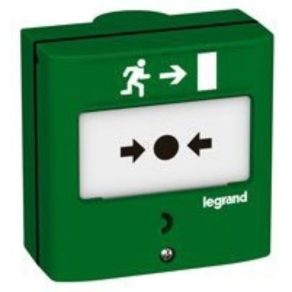   Dispozitiv de semnalizare manuală LeGrand pentru ieșiri de urgență, verde RAL 6016, cu 1 contact inversor-5A-24V=, IP30-IK07 - 138023