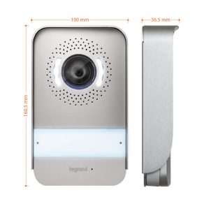   Panou telefonic pentru ușă Legrand EasyKit cu 2 fire și capac de protecție împotriva ploii: video, placă frontală din aluminiu, buton cu suport pentru etichetă - 369339