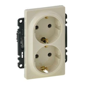   Priză Legrand Valena Life 2x2P+F, capac integrat, fără ramă, cablare cu arc, culoare fildeș - 753227
