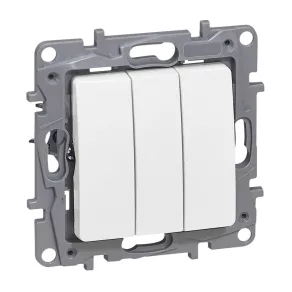 Întrerupător Legrand Niloé cu 3 poli, 10AX, alb - 764503