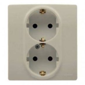   Priză cu obturator de siguranță Legrand Niloé bej 2×2P+F (GYV), cu șurub - 764644