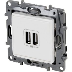   Priză dublă de încărcare USB-A+A Legrand Niloé - 3 A - 15 W, albă - 764594