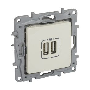  Priză dublă de încărcare USB-A+A Legrand Niloé - 3 A - 15 W, bej - 764694