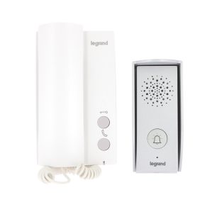   Set interfon audio Legrand BASIC cu 3 fire: extensibil la 1 apartament, cu sursă de alimentare încorporată, alb - 369500