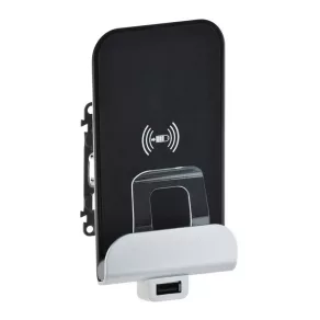   Legrand Life fehér Vezeték nélküli töltőállomás USB A-típusú csatlakozóval, 2,4 A/ 12 W, 136,5 x 70 x 56,5 mm, lopásgátlóval, 753114 - Valena