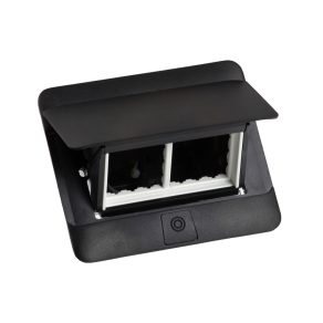   Cutie pop-up Legrand pentru panouri de mobilier, goală, 4 module, cu cadru de montare și cutie pentru cabluri, negru - 654002