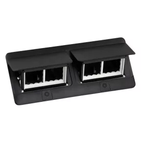   Cutie pop-up Legrand pentru mobilier, goală, 8 module, cu cadru de montare și cutie pentru cabluri, negru - 654005