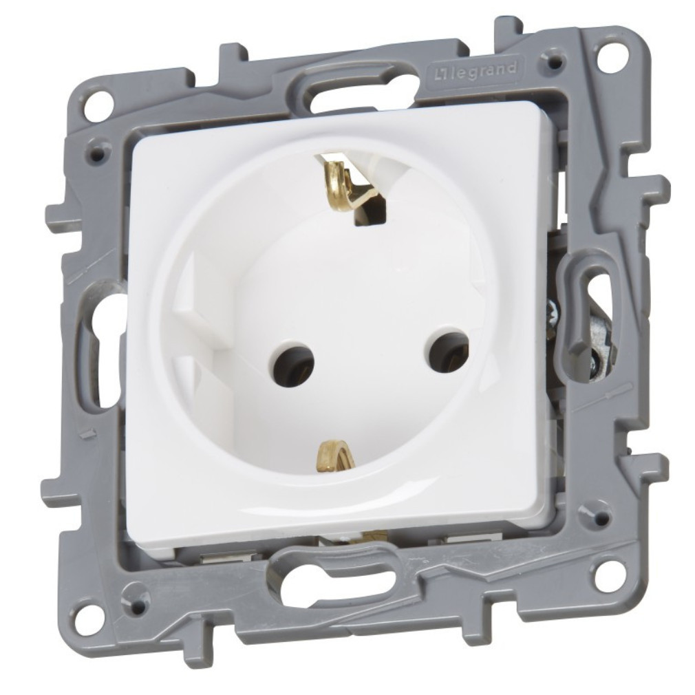 Legrand Niloé priză albă 2P+F, cu șuruburi (764539)