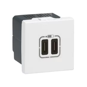   Legrand Program Mosaic dublu USB-C-230 V-5 V, 2 module, alb - 77590