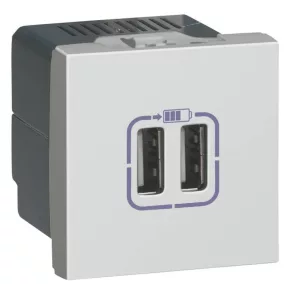   Legrand Program Mosaic dublu USB-C-230 V-5 V, 2 module, aluminiu - 79390