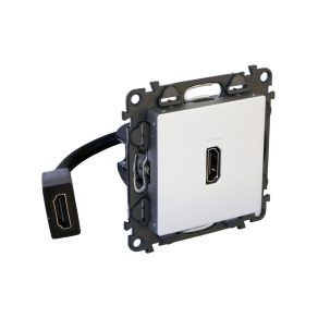   Priză HDMI 1.4 pre-cablată Legrand Valena Life, furnizată cu cablu de 15 cm, aluminiu - 753375
