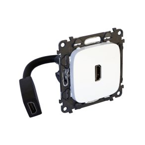   Priză HDMI 1.4 pre-cablată Legrand Valena Allure, furnizată cu cablu de 15 cm, albă - 755165