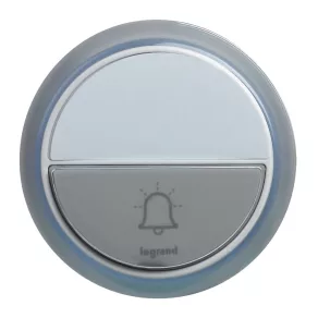   Buton rotund standard Legrand IP44, rază de acțiune 100 m, alimentat cu baterii, alb - 94278
