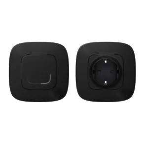   Set inteligent preasociat Legrand Valena Allure-Netatmo: priză 2P+F (V) + întrerupător (ETV), negru - 752854