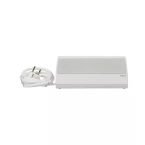   Priză multiplă multimedia Legrand pentru birou cu suport pentru tabletă, 3 x 2P+F + 2 USB-A, albă - 694810