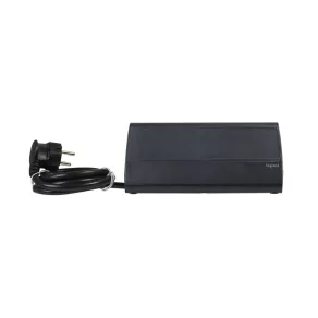   Priză multiplă multimedia Legrand pentru birou cu suport pentru tabletă, 3 x 2P+F + 2 USB-A, negru - 694811